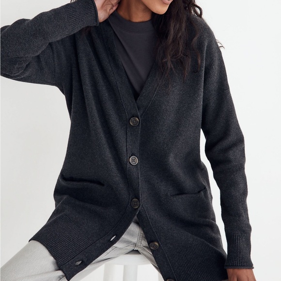 Like New Madewell Miller Cardigan Sweater, M, Heather Charcoal - Picture 1 of 9